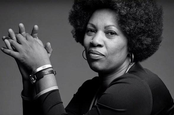 Black and white photo of Toni Morrison 