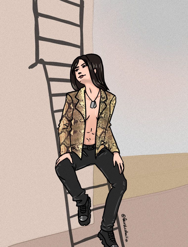 Miss Tatsu dressed as Goro Majima, drawn by yours truly