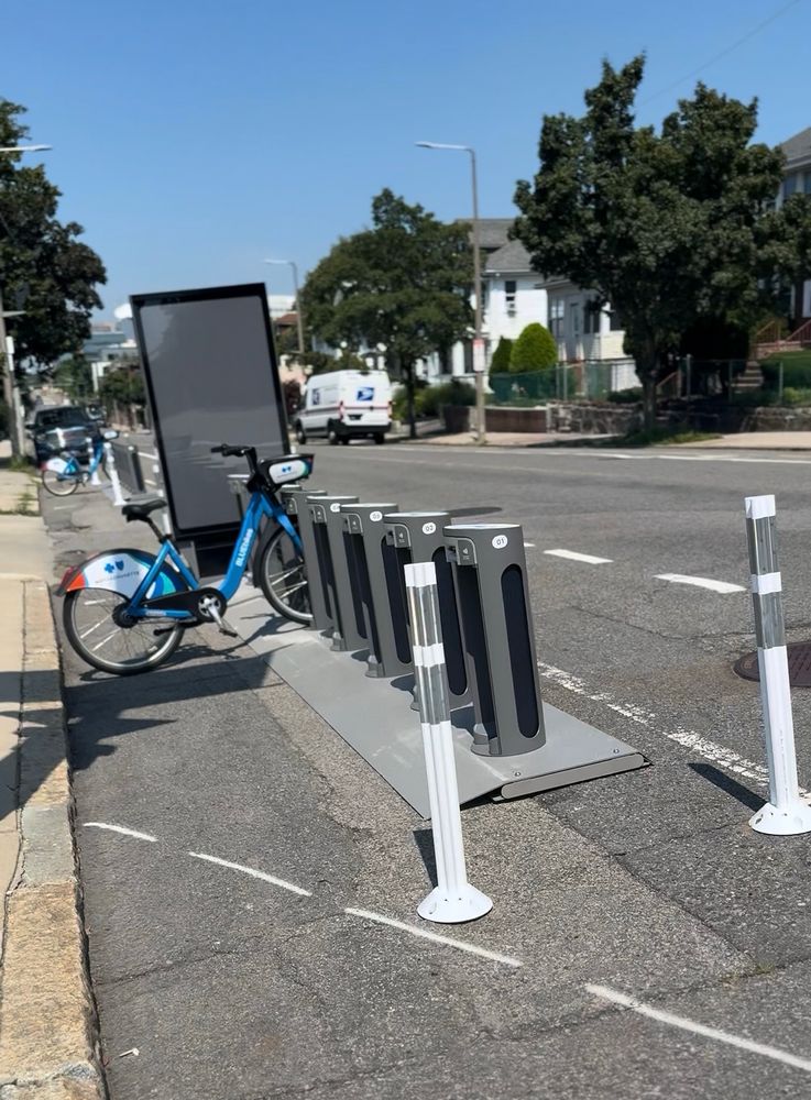 A brand new Blue Bike Station on Market Street in Brighton 