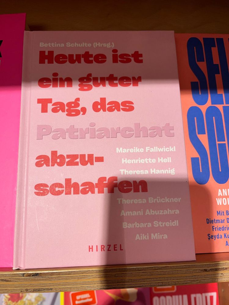 Foto eines Buches mit dem Titel „Heute ist ein guter Tag das Patriarchat abzuschaffen“