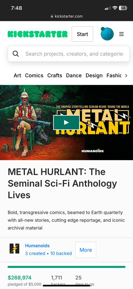 Kickstarter Page for Metal Hurlant
