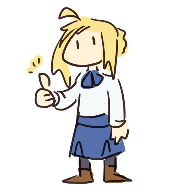 saber gives a thumbs up
