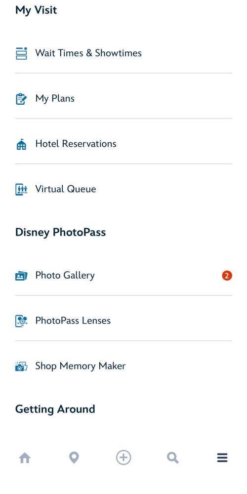 My Visit
• Wait Times & Showtimes
My Plans
Hotel Reservations
Virtual Queue
Disney PhotoPass
Photo Gallery
PhotoPass Lenses
Shop Memory Maker
Getting Around
