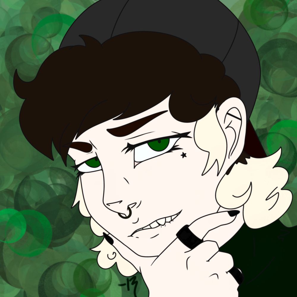 William, of the webcomic Spicy Mints, biting his lip