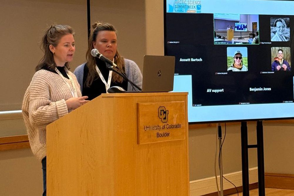 InfraNorth researchers Alexandra Meyer and Ria-Maria Adams participate in the workshop “Planning for the Next Decade in Arctic Infrastructure Research: A Contribution to ICARP IV” during Arctic Science Summit Week 2025 at the University of Colorado Boulder. Photo by Olga Povoroznyuk.