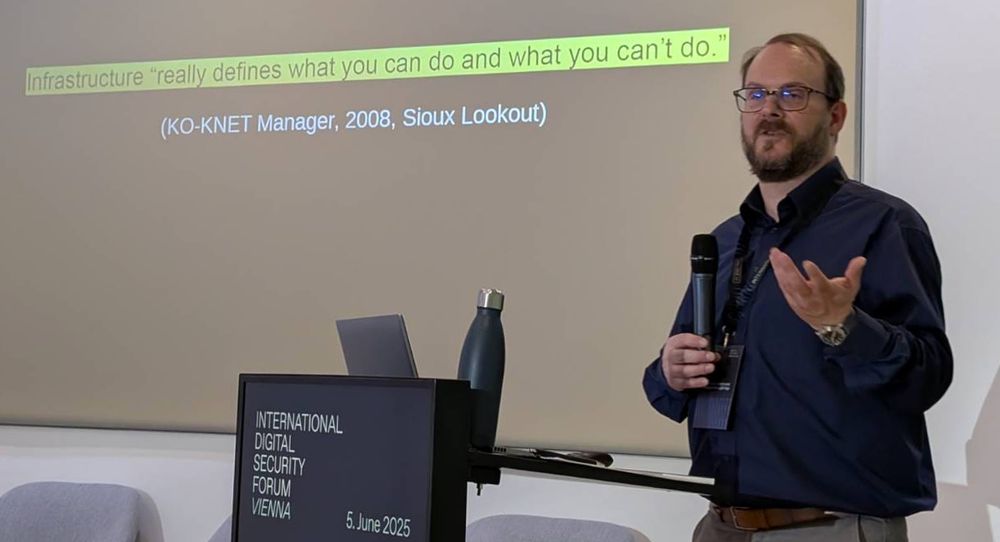 Philipp Budka delivers the keynote address for the Social Sciences Track at the International Digital Security Forum (IDSF) 2025. His talk was titled “Community-Led Digital Sovereignty: Insights and Lessons from an Indigenous Initiative in Remote Canada.”