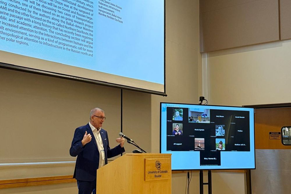 InfraNorth principal investigator Peter Schweitzer presents at the workshop “Planning for the Next Decade in Arctic Infrastructure Research: A Contribution to ICARP IV” during Arctic Science Summit Week 2025 at the University of Colorado Boulder. Photo by Olga Povoroznyuk.