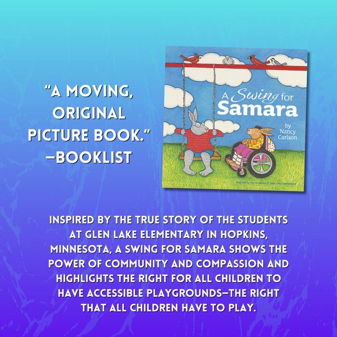 "A moving, original picture book." —Booklist

Inspired by the true sotry of the students at Glen Lake Elementary in Hopkins, Minnesota, A SWING FOR SAMARA shows the power of community and compassion and highlights the right for all children to have accessible playgrounds—the right that all children have to play.