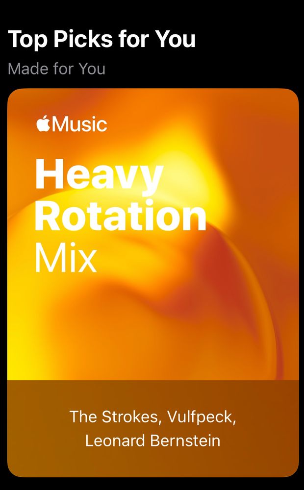 a screenshot of my heavy rotation of artists on apple music including The Strokes, Vulfpeck, and Leonard Bernstein