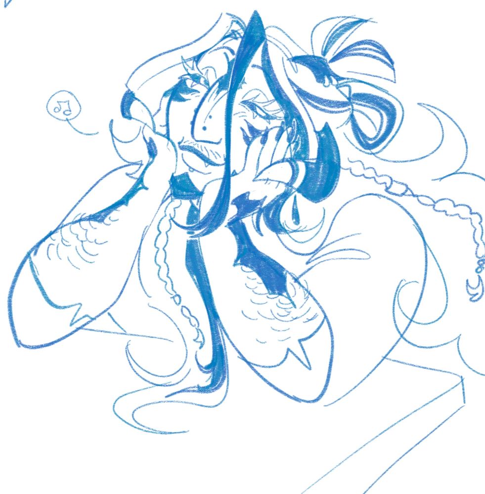 lazuli (he/they xaela au ra) in a simple linen shirt, propping his elbows on a table and resting his chin in both their hands, with a gentle smile on their face. 