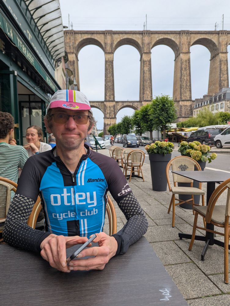 Outside a cafe in Morlaix
