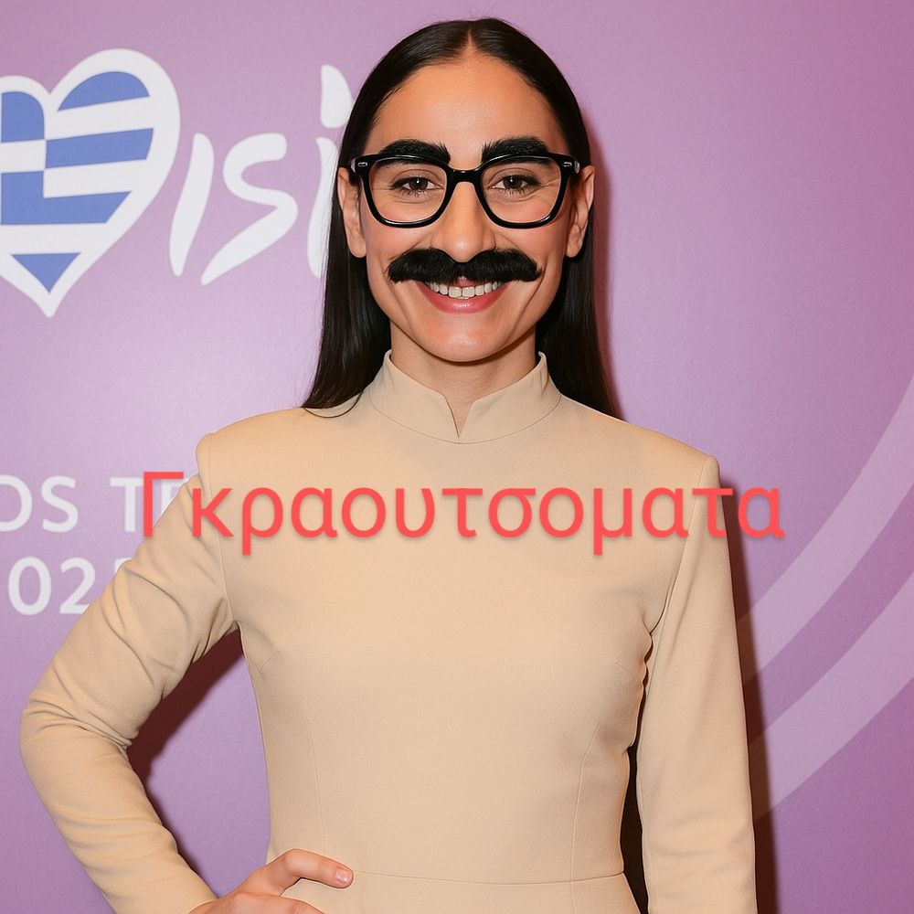 The greek singer Κλαυδια with the Groucho Marx moustache and glasses 