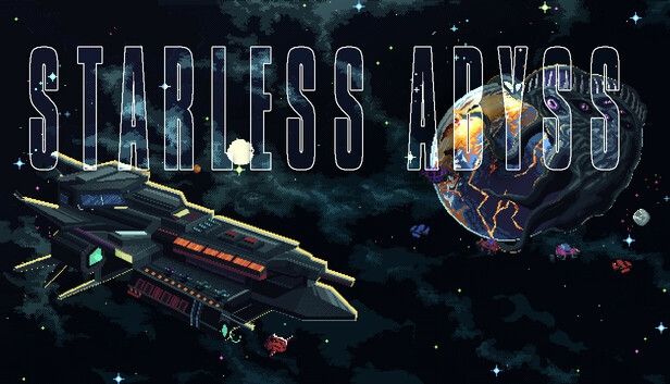 Pixel art spaceship in outer space with planet being swallowed by Eldritch creature