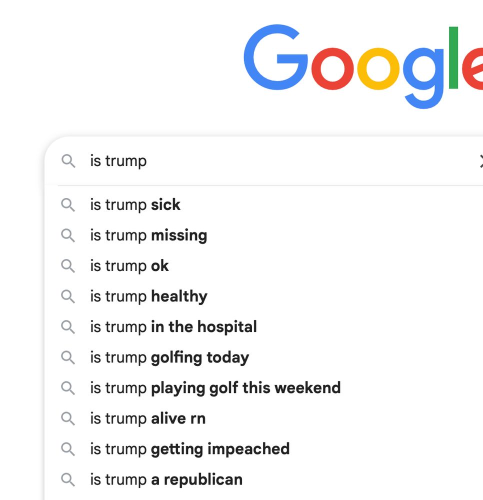 A screen capture of the Google search screen with 