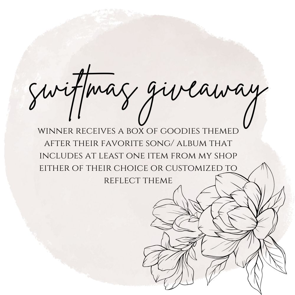 info about the giveaway prize—a box of goodies themed after winner’s favorite song and/or album. 