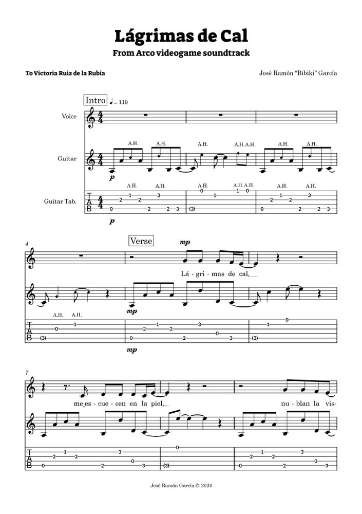 Lágrimas de Cal first page score