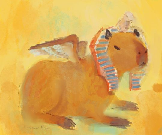 painting of a sphinx but capybara