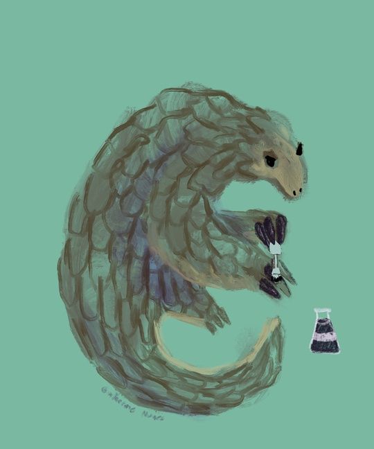 painting of a pangolin painting his nails black