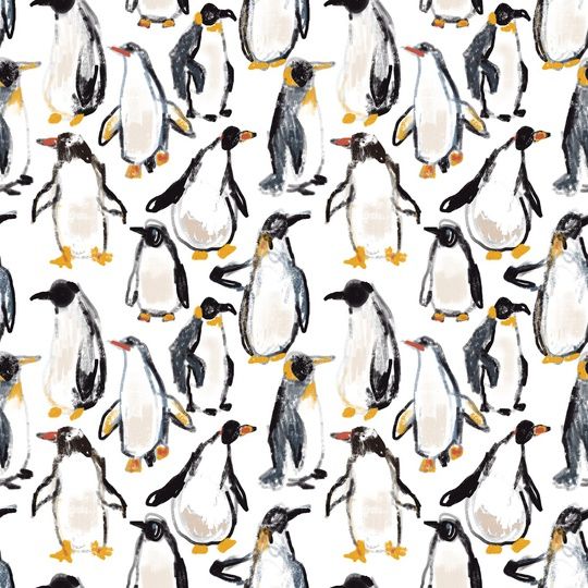 a pattern full of penguins in a white background