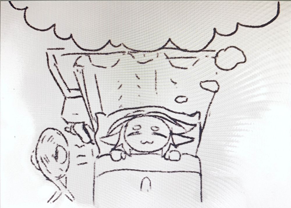 Me, laying comfy in my bed, getting cooled by a fan and imagining the art above