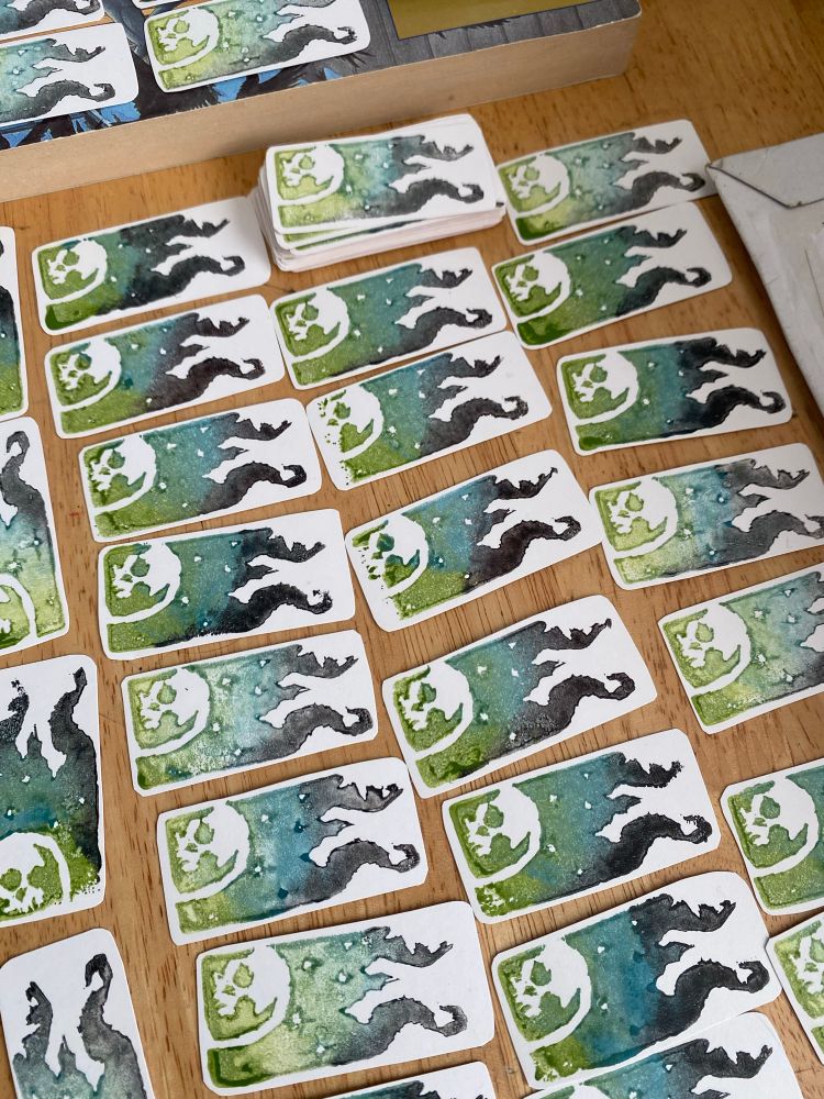 A bunch of handmade dead billionaire astronaut stickers 
