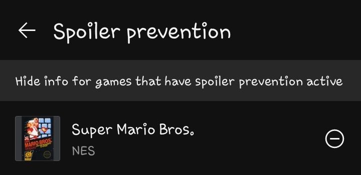 A screenshot of the new Nintendo Music app, the only game added to the spoiler prevention is Super Mario Bros. on the NES.