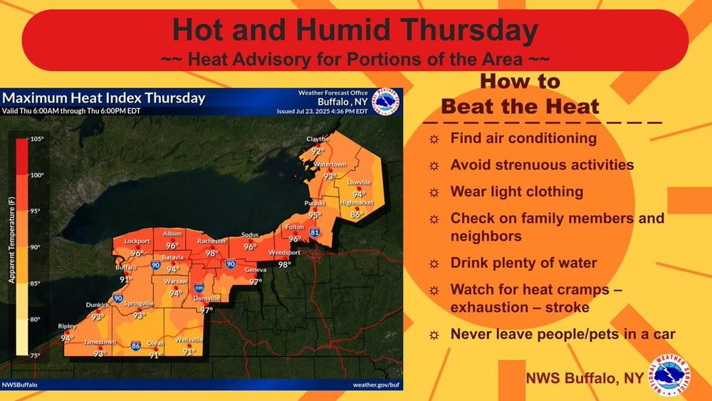 Map of maximum heat index Thursday