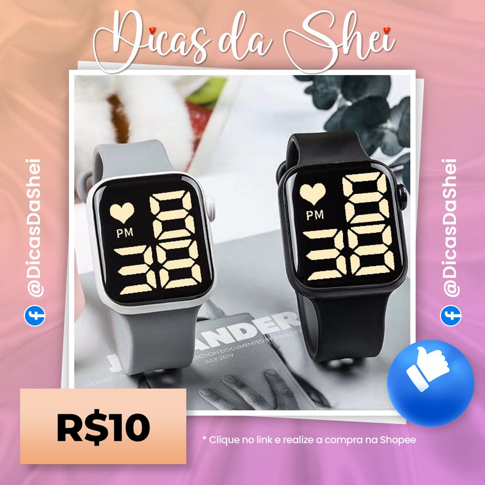 Relógio Feminino LED quadrado à prova d'água digital masculino Esportes