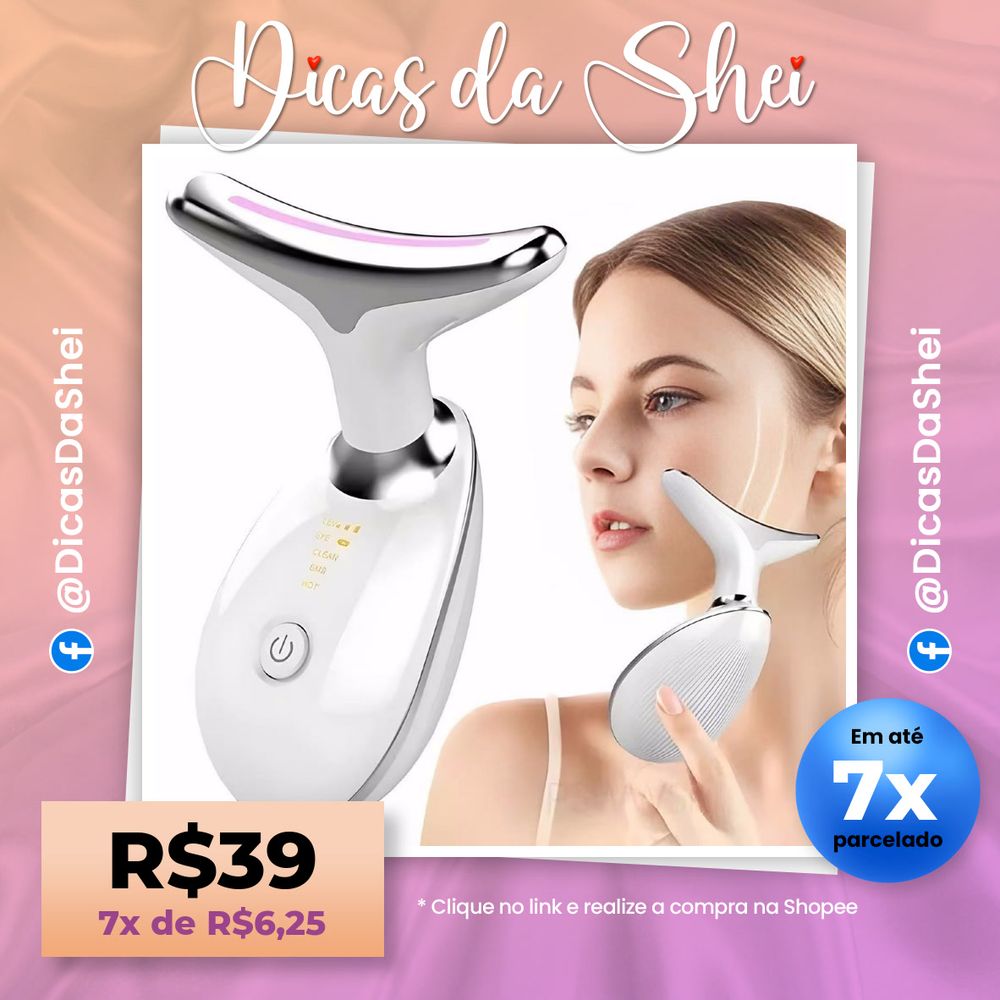 Portátil Beleza Pele Firmeza Pescoço Led Vibração Fóton Levanta A Anti-Rugas Remover Massageador