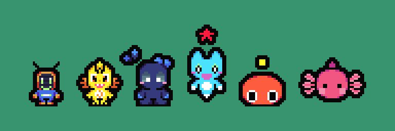 Image of various pets from Chao Garden inspired games