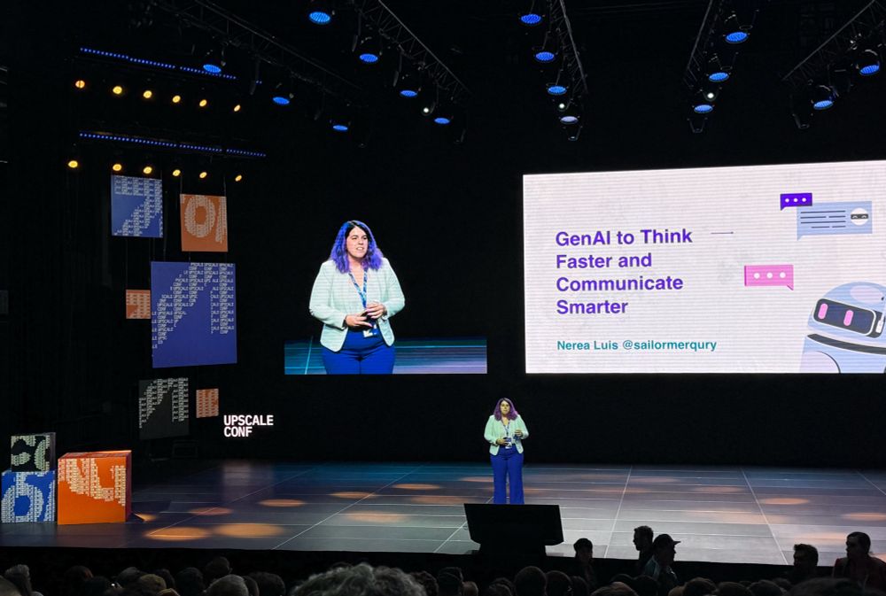 Nerea Luis on the stage at Upscale conference 