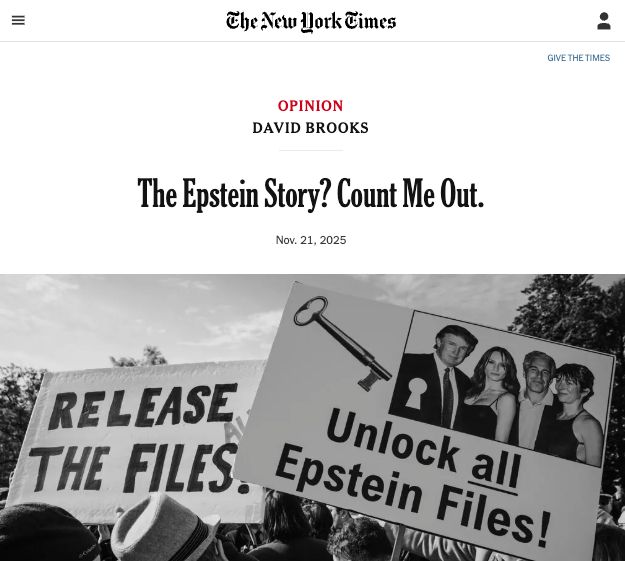 David Brooks: The Epstein Story? Count Me Out.