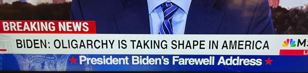 BREAKING NEWS
BIDEN: OLIGARCHY IS TAKING SHAPE IN AMERICA
A President Biden's Farewell Address