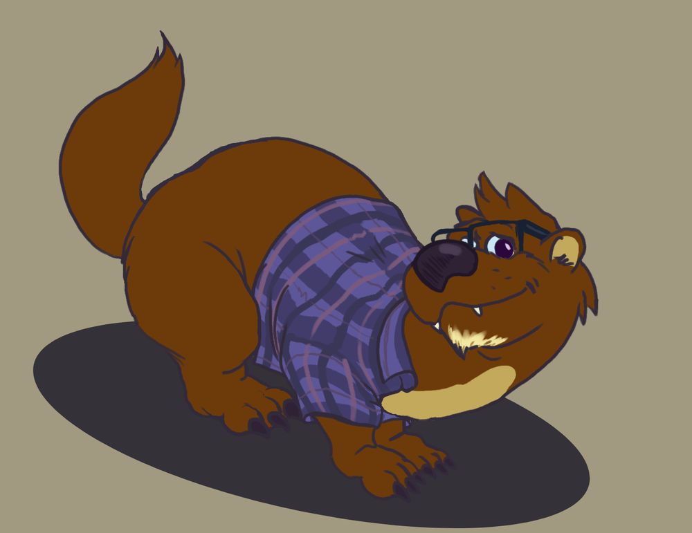 A cartoonish american mink with a plaid shirt and glasses. It's me.