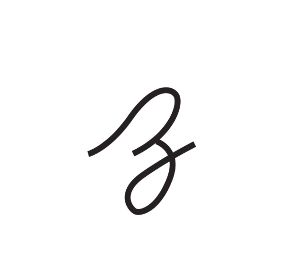 A black lowercase letter z written in cursive on a white background.
