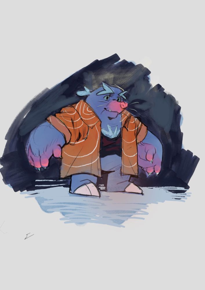 Mole fursona wearing a salmon style shirt 