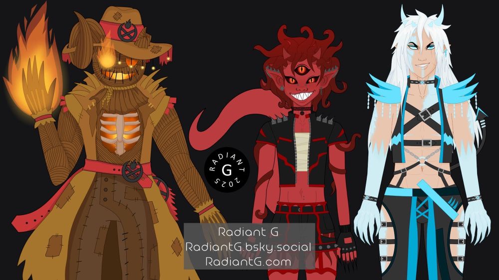 My character art of Wicked, Rival, and Hell for Coaster Kisser (2025)