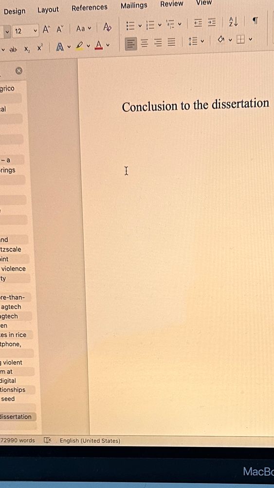 Image of an empty page on MS Word. The navigation pane is partially visible to the left.