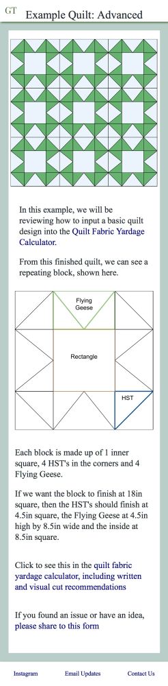 Breaking down a quilt block into quilt components to reference in the fabric yardage calculator on gibsonthreads.com