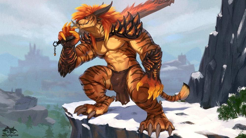 k0w0m4n charr in a loincloth and with a sheath