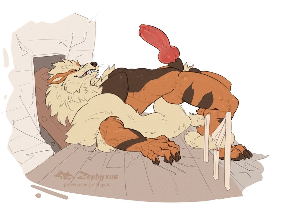Arcanine on your porch with this big cock out