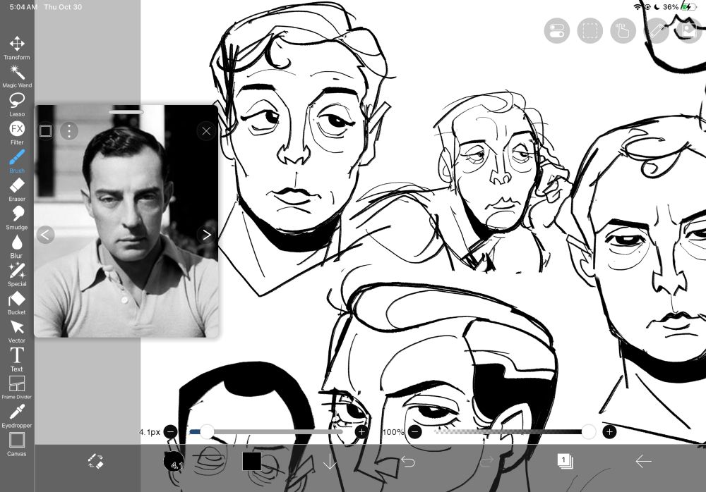 Multiple Drawings of Buster Keaton 