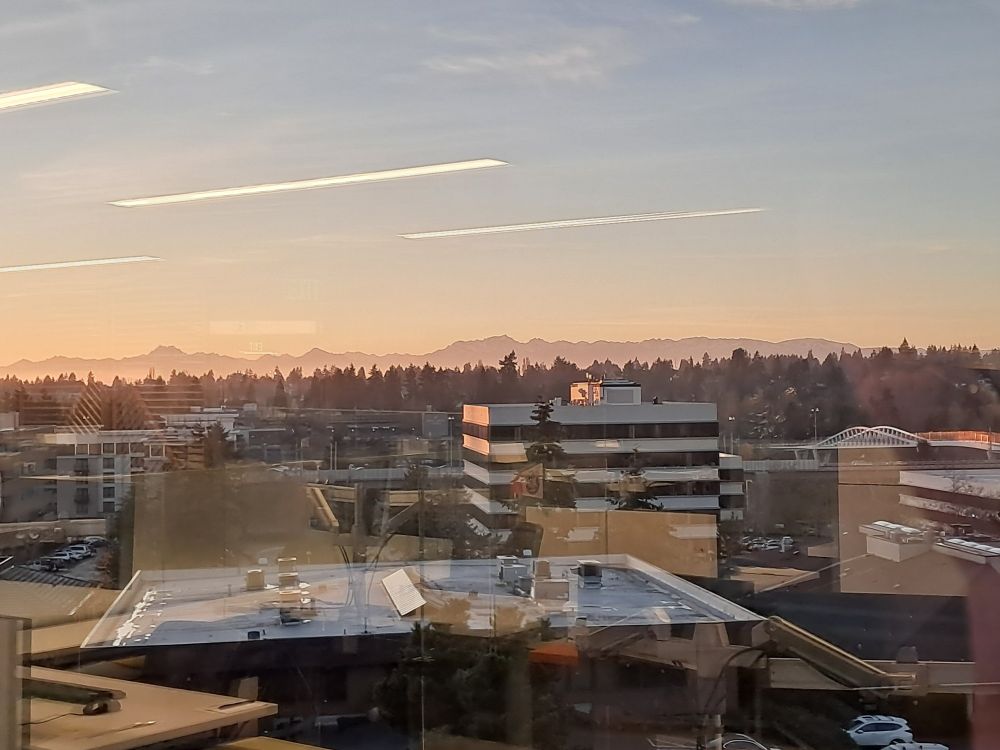 Sunset over the olympics.