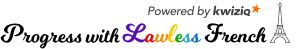 Progress with Lawless French logo, below Powered by kwiziq
