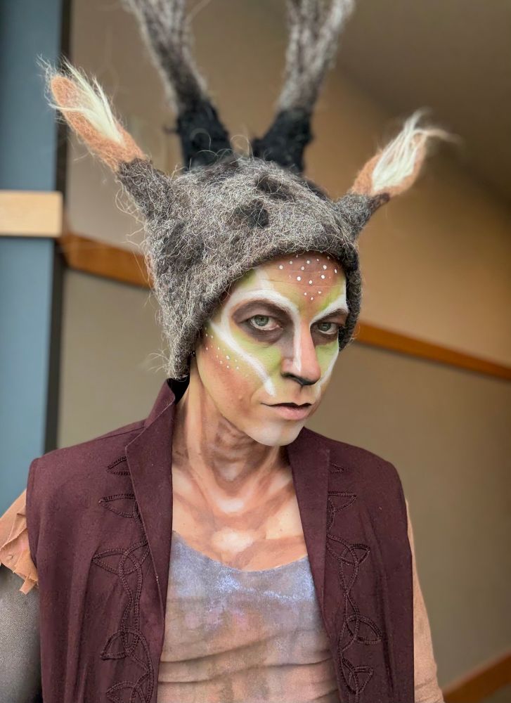 Me dressed up for Halloween in a fuzzy deer hat