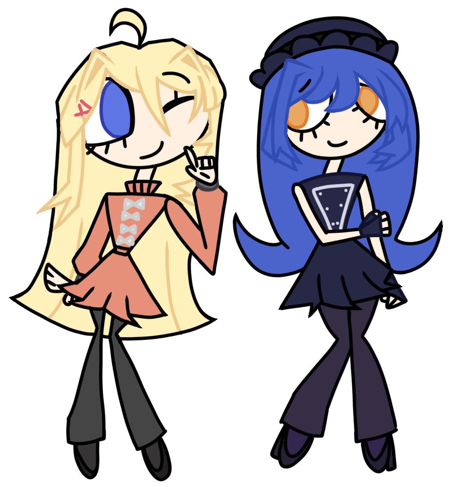 olive and ashley from heartlodged for an artstyle test (possible cartoon? lol)