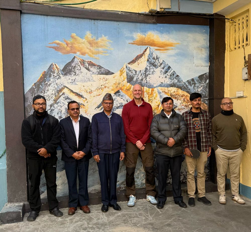 Photo with Nepal Mountain Academy staff, and Prof. Ananta Gajurel and MSc student Anish who both joined us on our recently completed fieldwork 