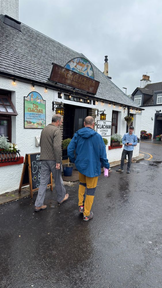 Final day lunch at the oldest pub in Scotland, the Clachan with Colin Adams, Iain Geldard, Tom Bradwell, and Jodie Geldard (not in photo)