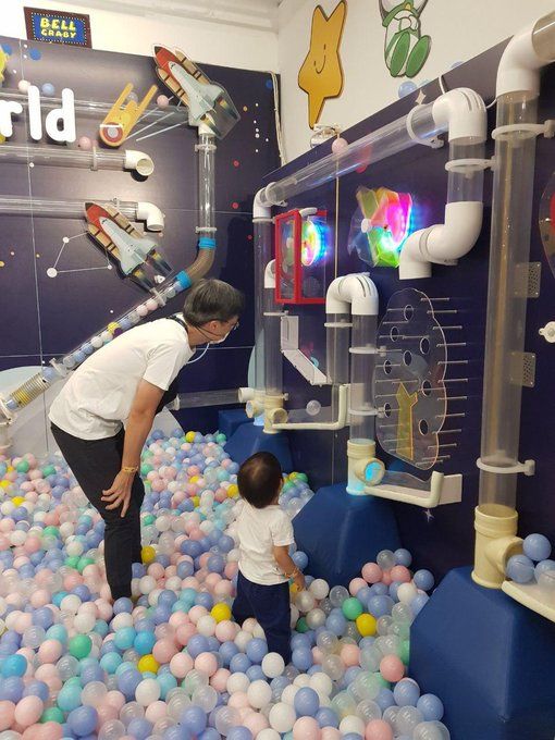 Photo of me and my boy in a ball pit