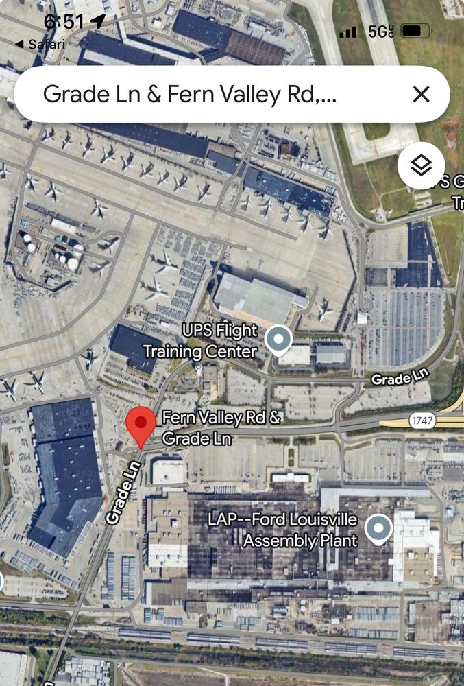 Satellite image of approximate crash location